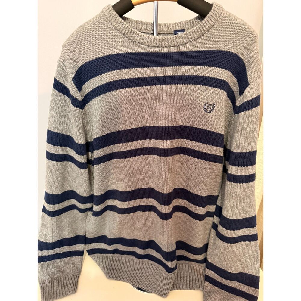 New Chaps Ralph Lauren Sweater Mens Large Navy Gray Knit Sweater